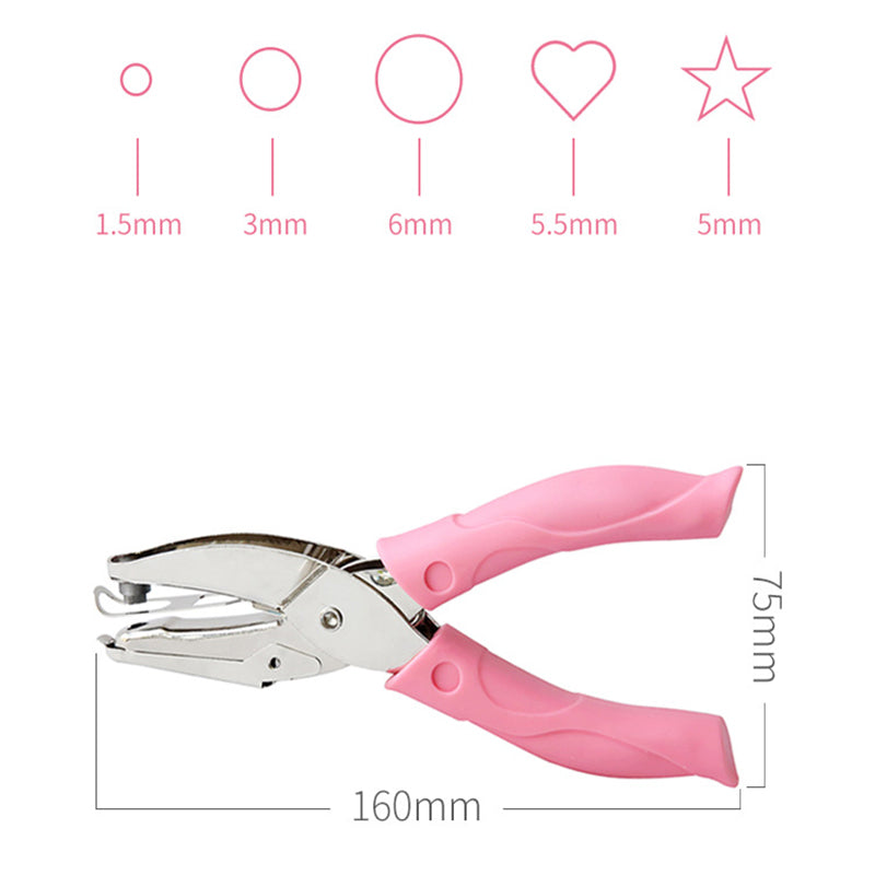 Metal Hole Punch Plier Soft Grip Circle/Star/Heart Puncher