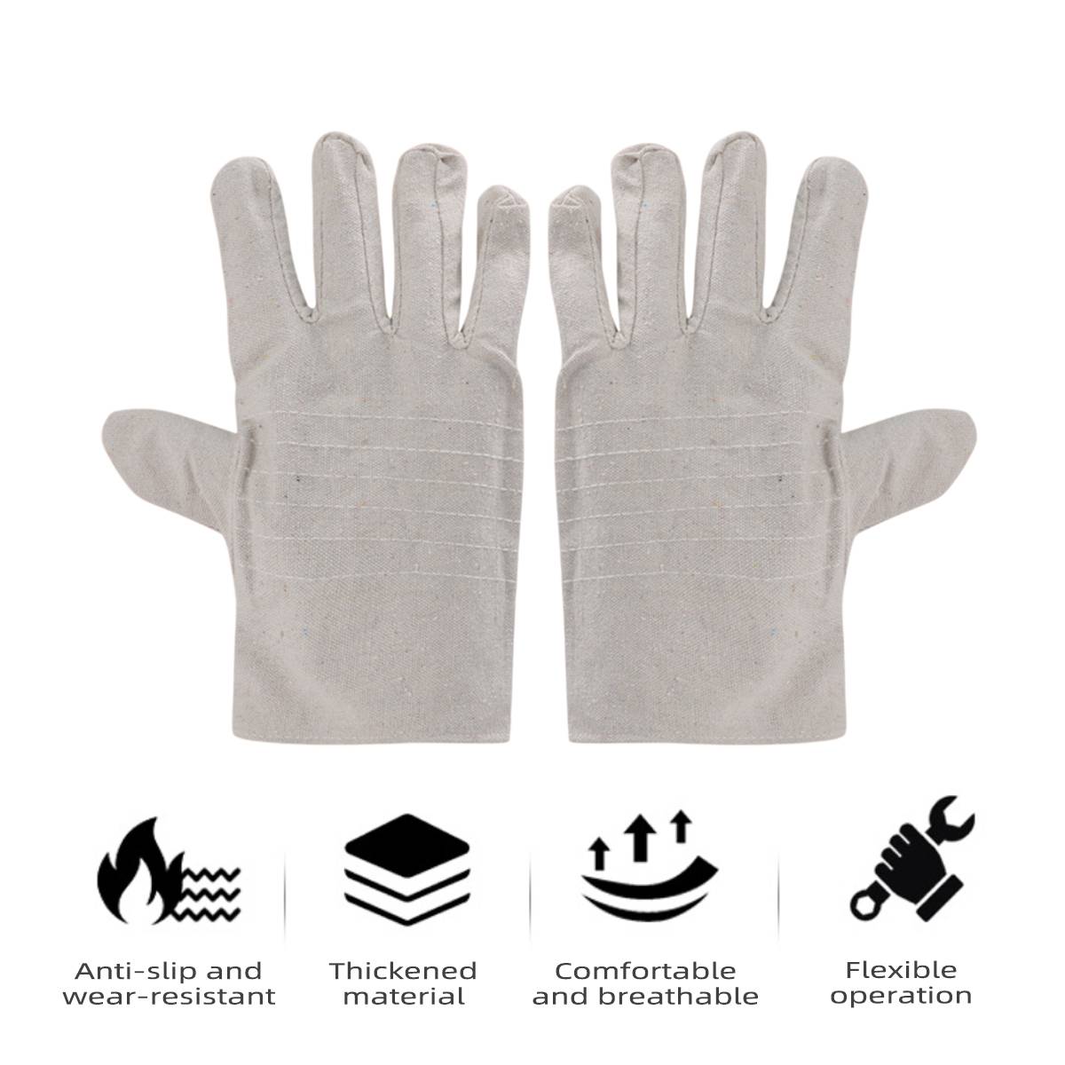 Canvas Welding Gloves Heat Resistant Double Layer Work Gloves 5 Pairs
