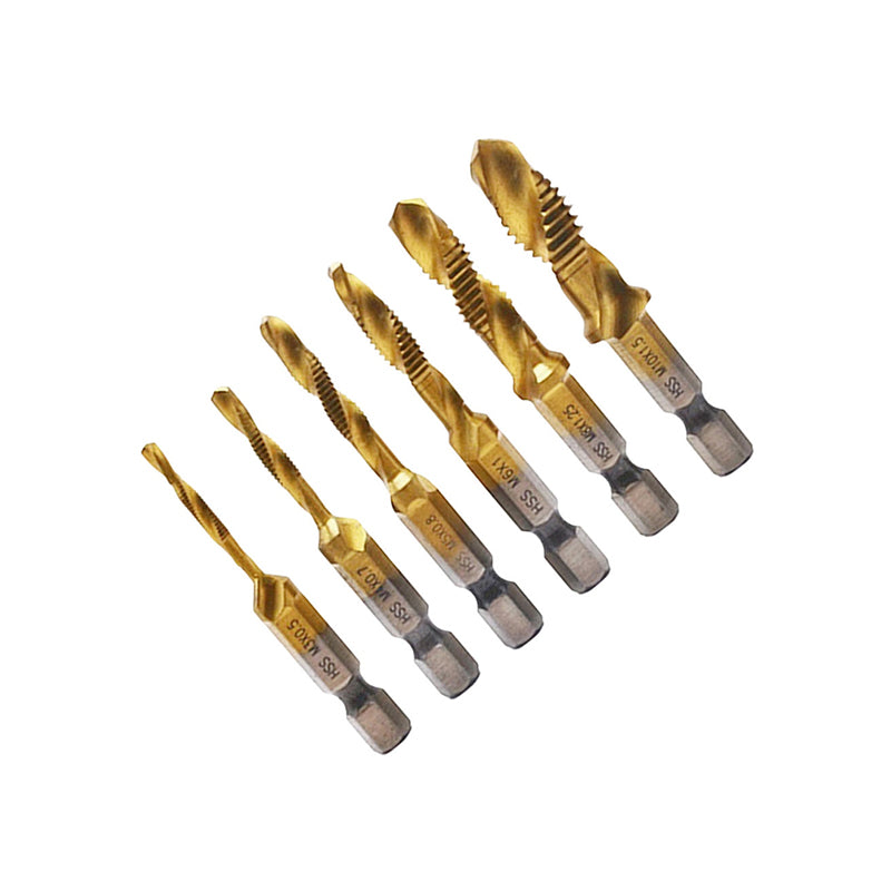 6 HSS Hex Shank Tap Drill Bits Metric Thread Screw Tapping Set