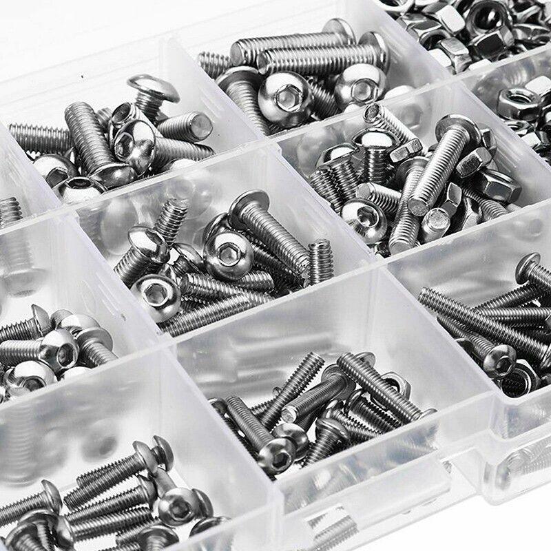 M3 M4 M5 500PCS Stainless Steel Hex Socket Screw Nut Set