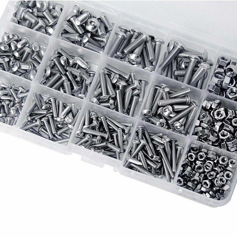 M3 M4 M5 500PCS Stainless Steel Hex Socket Screw Nut Set