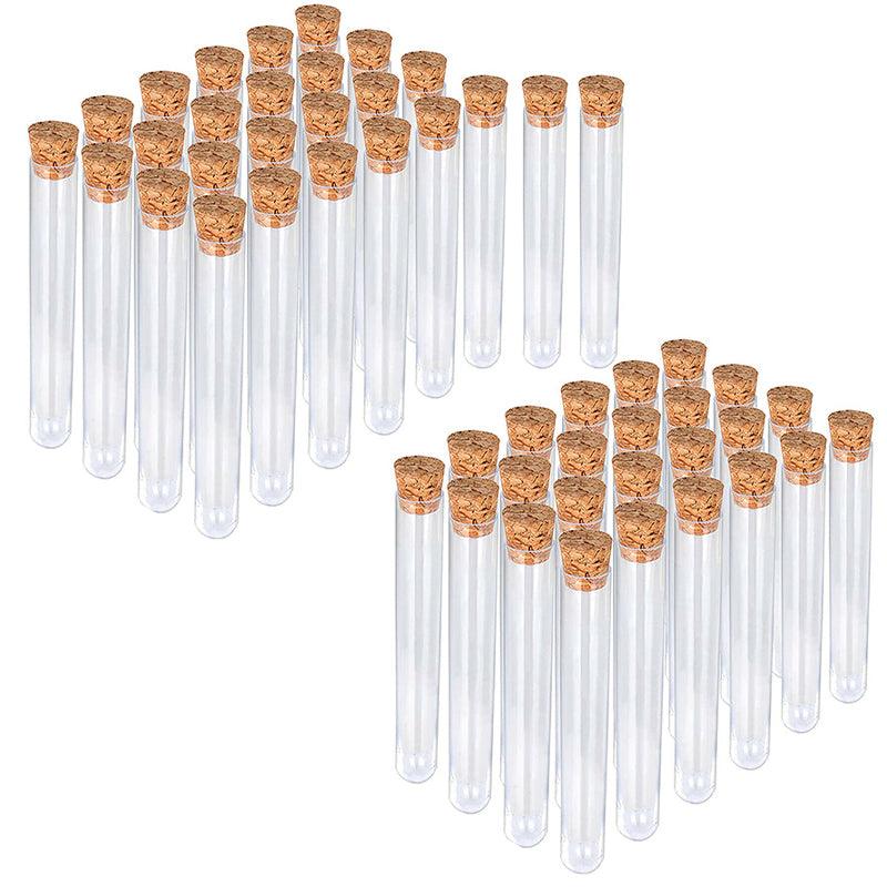 50PCS Clear Plastic Test Tubes with Cork Stopper 15ml Bottles