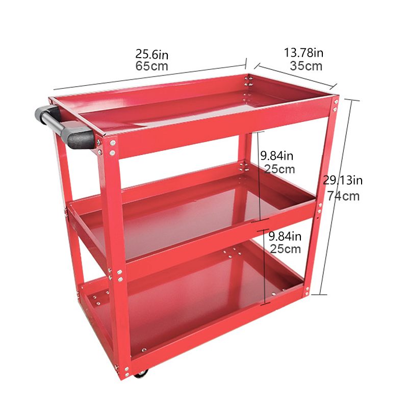 3 Tier Steel Tool Trolley Workshop Rolling Cart with Handle