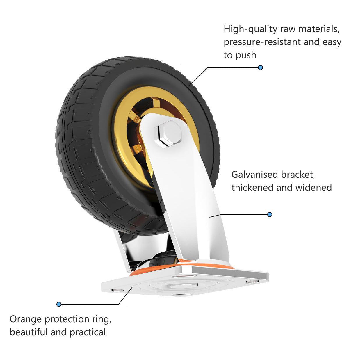 4pcs 6 Inch Heavy Duty Swivel Caster Wheels 1000KG Load with Brakes