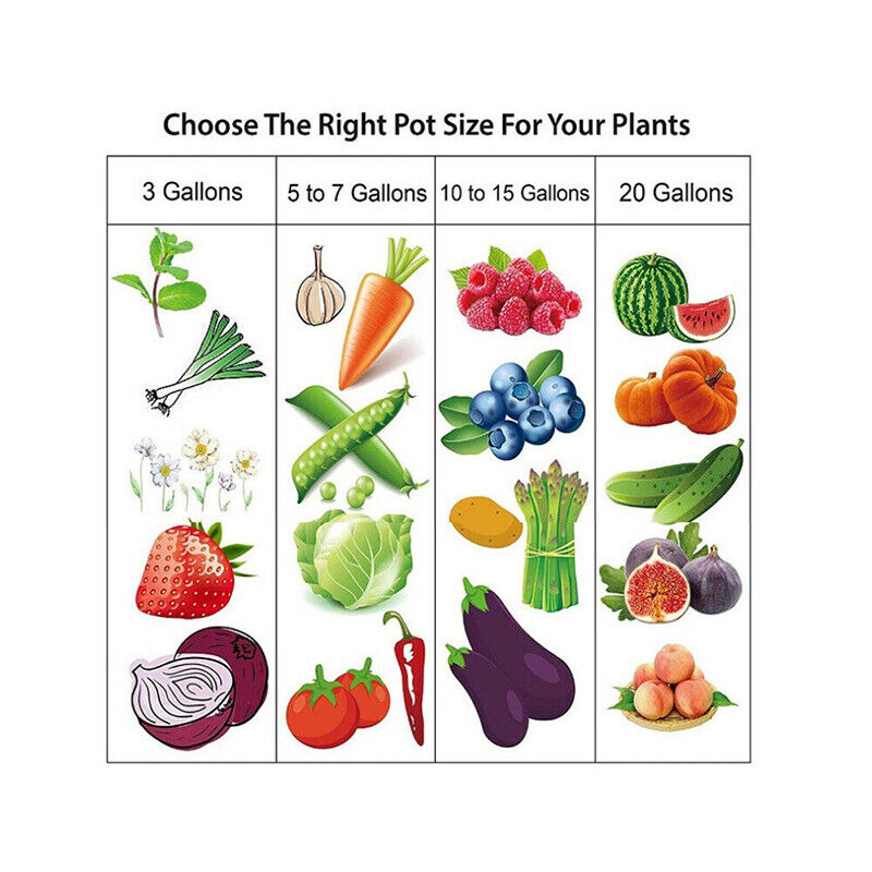 10pcs Fabric Plant Grow Pots Breathable Planter Bags 2-20 Gallon