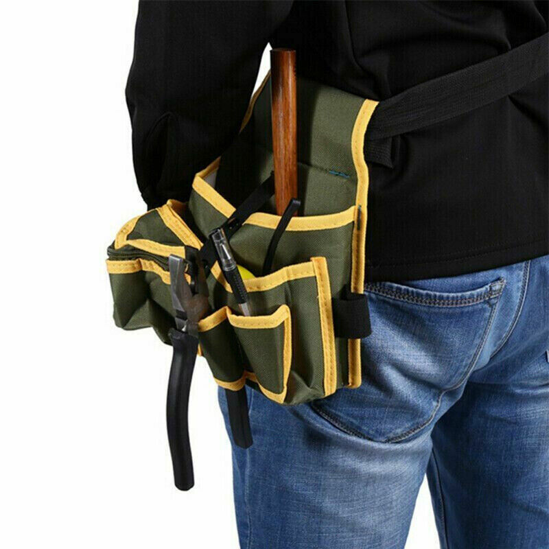 Electrician Waist Tool Bag Canvas Pouch with Multiple Pockets for Warehouse Use