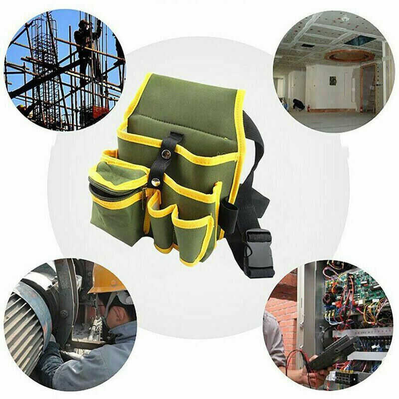 Electrician Waist Tool Bag Canvas Pouch with Multiple Pockets for Warehouse Use