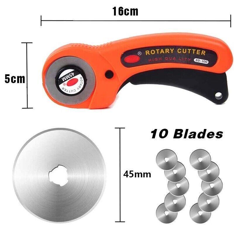 Rotary Cutter 45mm Fabric Cutting Tool 10 Blades