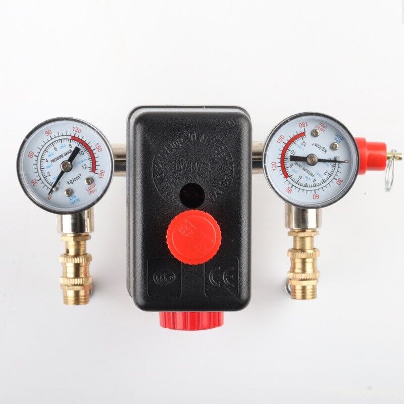90-120PSI Air Compressor Pressure Switch Valve Manifold Regulator Gauges