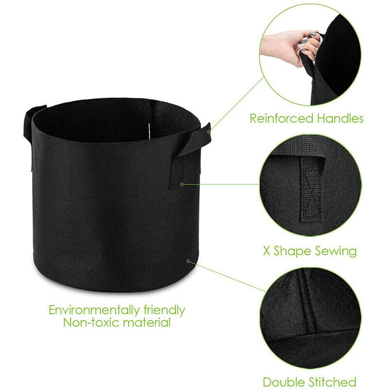 10pcs Fabric Plant Grow Pots Breathable Planter Bags 2-20 Gallon