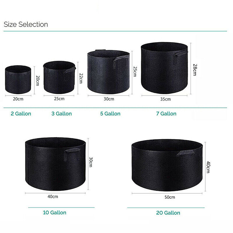 10pcs Fabric Plant Grow Pots Breathable Planter Bags 2-20 Gallon
