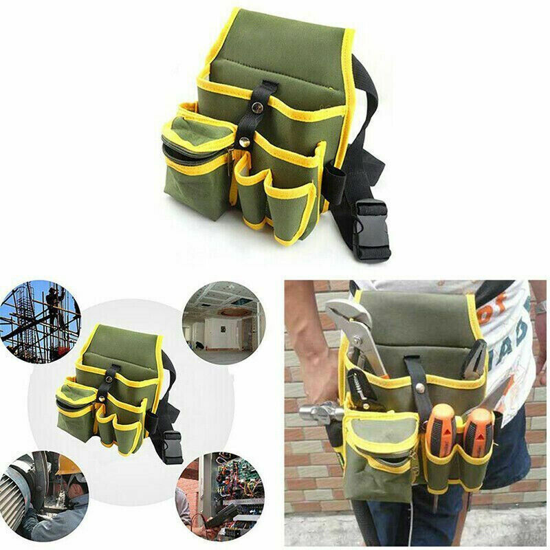 Electrician Waist Tool Bag Canvas Pouch with Multiple Pockets for Warehouse Use