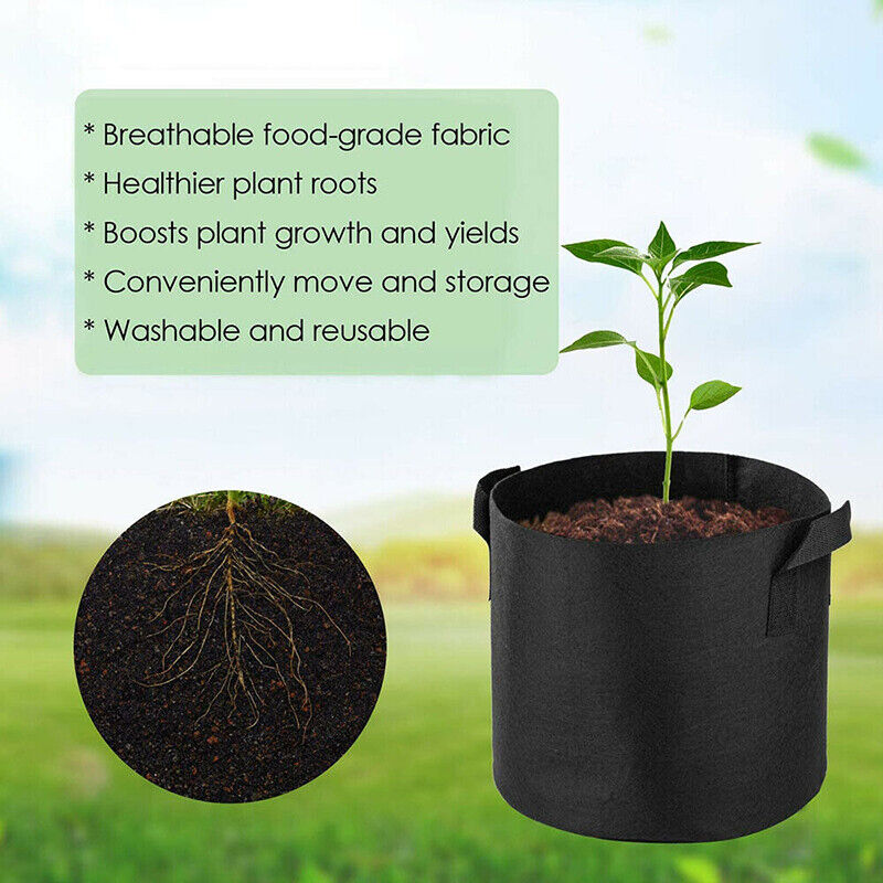 10pcs Fabric Plant Grow Pots Breathable Planter Bags 2-20 Gallon