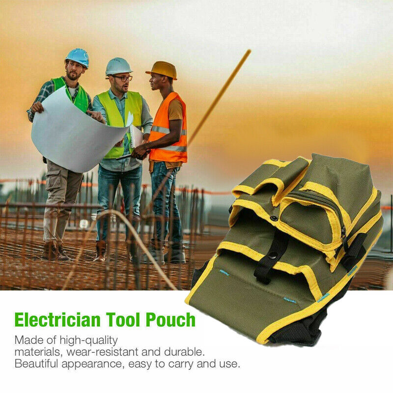 Electrician Waist Tool Bag Canvas Pouch with Multiple Pockets for Warehouse Use
