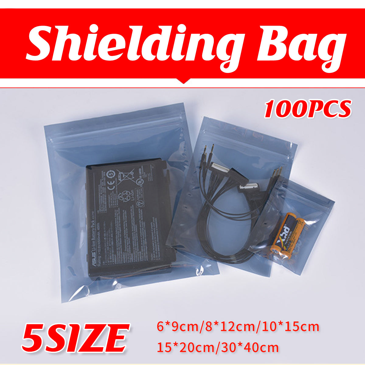 Plastic Anti Static Self Sealing Bags 100PCS Multi Size Resealable
