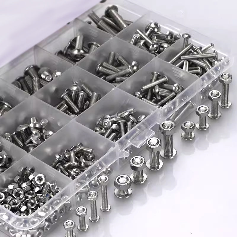 M3 M4 M5 500PCS Stainless Steel Hex Socket Screw Nut Set