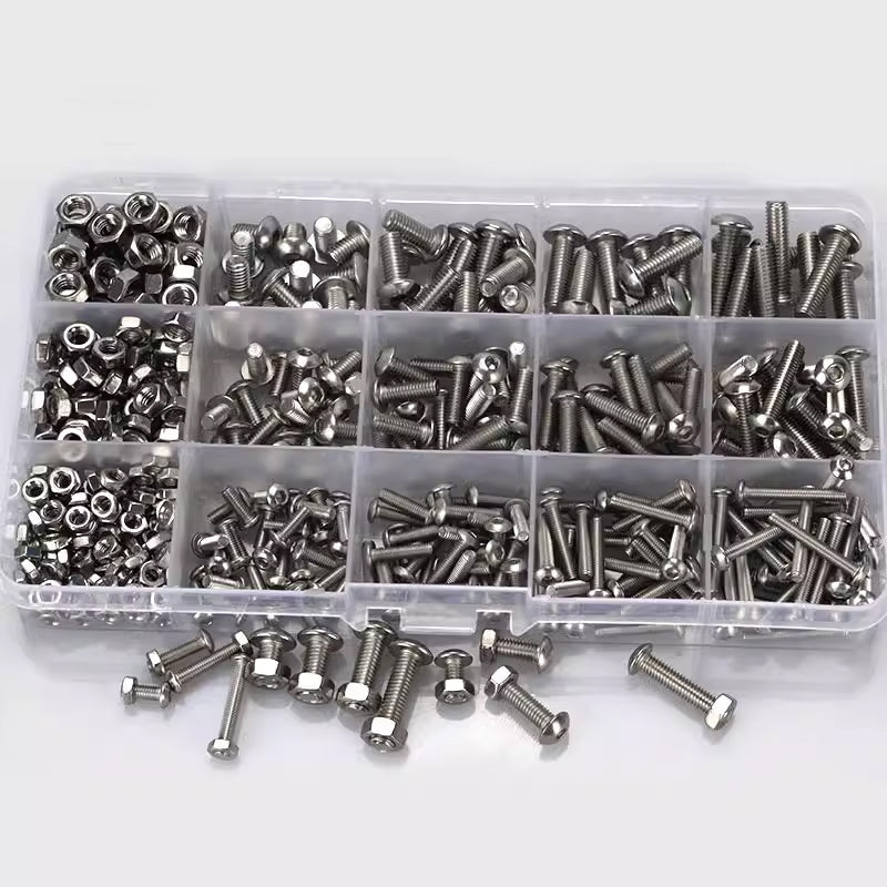 M3 M4 M5 500PCS Stainless Steel Hex Socket Screw Nut Set