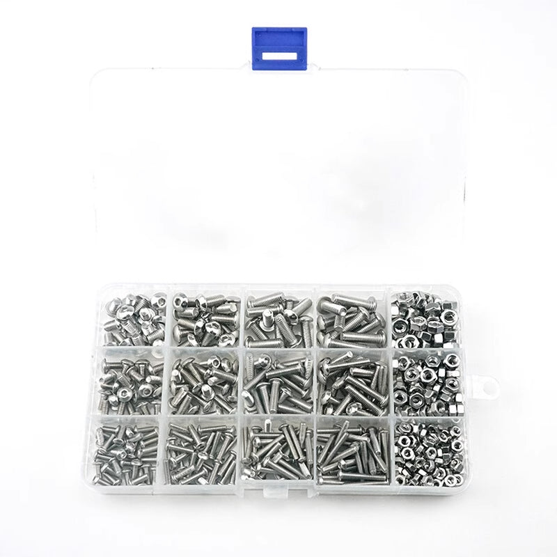 M3 M4 M5 500PCS Stainless Steel Hex Socket Screw Nut Set