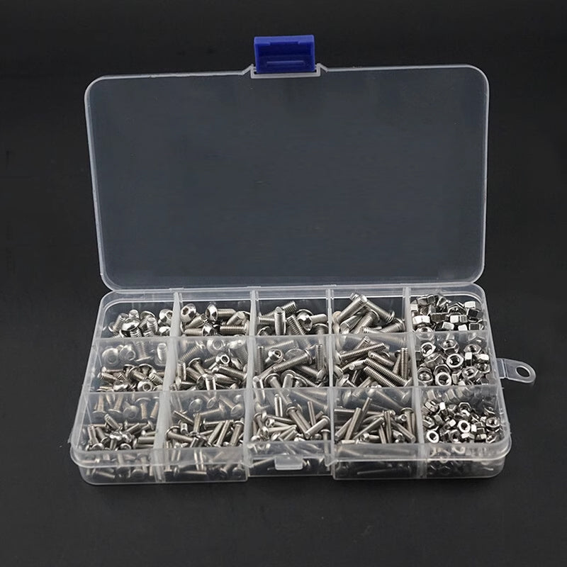 M3 M4 M5 500PCS Stainless Steel Hex Socket Screw Nut Set