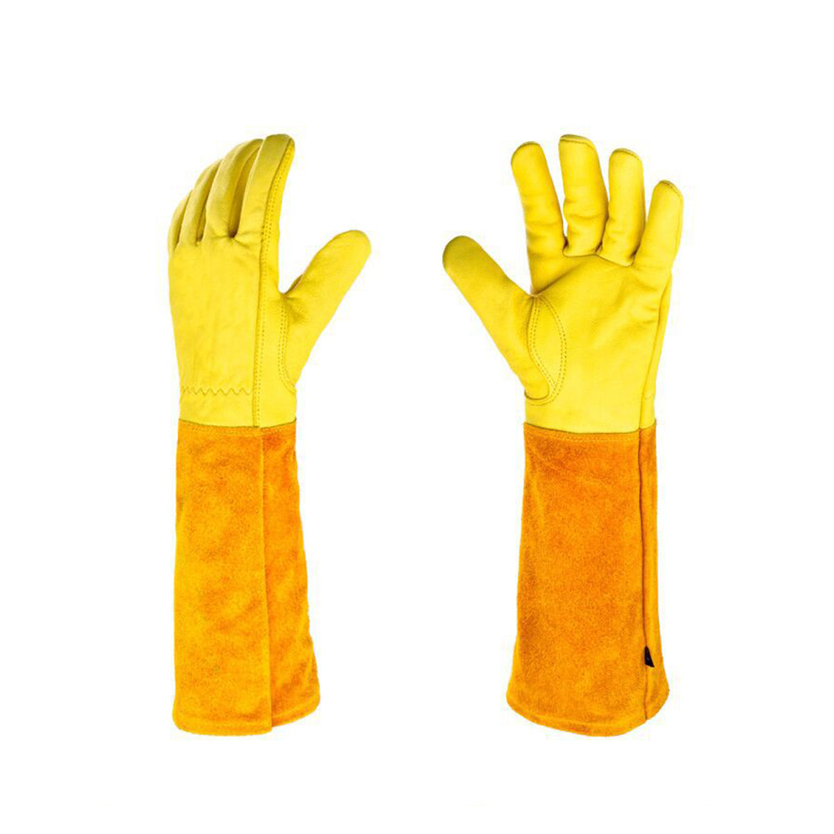 Cylindrical Cowhide Leather Work Gloves with Extended Cuff for Warehouse Maintenance