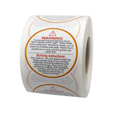 5 Rolls Candle Warning Stickers Durable Fire Safety Decals 2500PCS