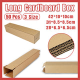 50pcs Long Strip Kraft Cardboard Shipping Boxes for Warehouse Storage