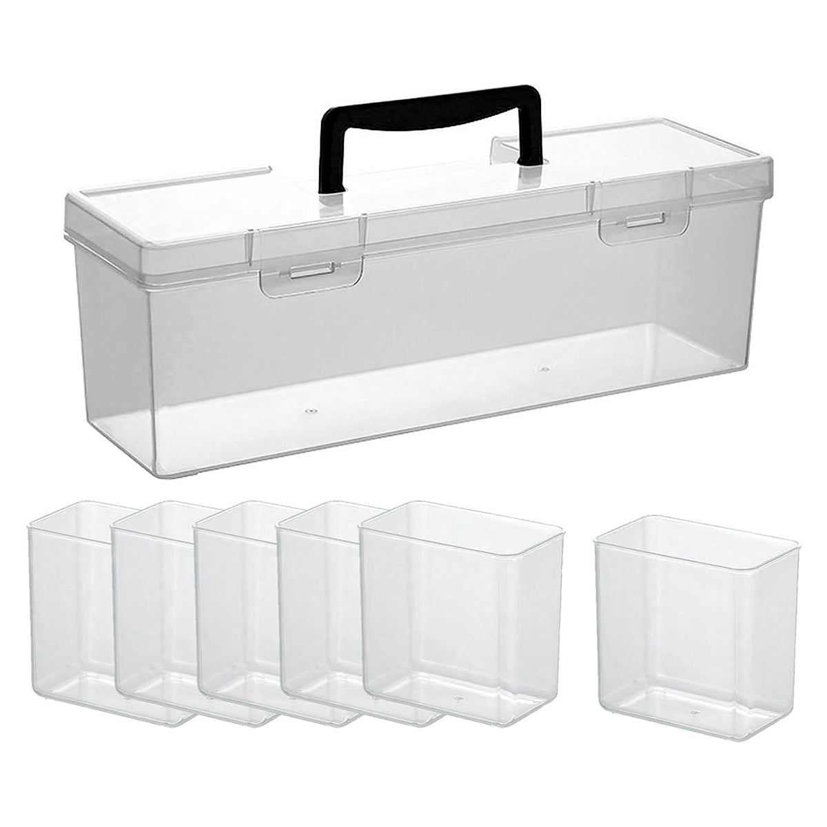 Portable Transparent Small Parts Storage Box with Handle