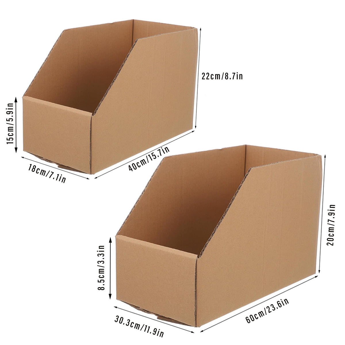 10pcs Slanted Cardboard Display Storage Boxes Organiser