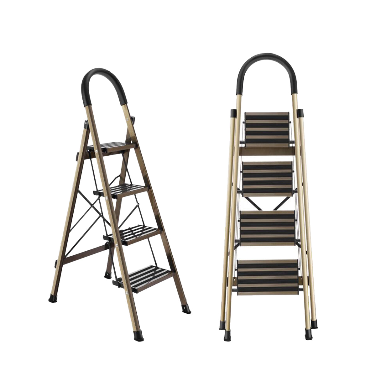 4 Step Folding Ladder Anti-Slip 150KG Load Capacity Space Saving