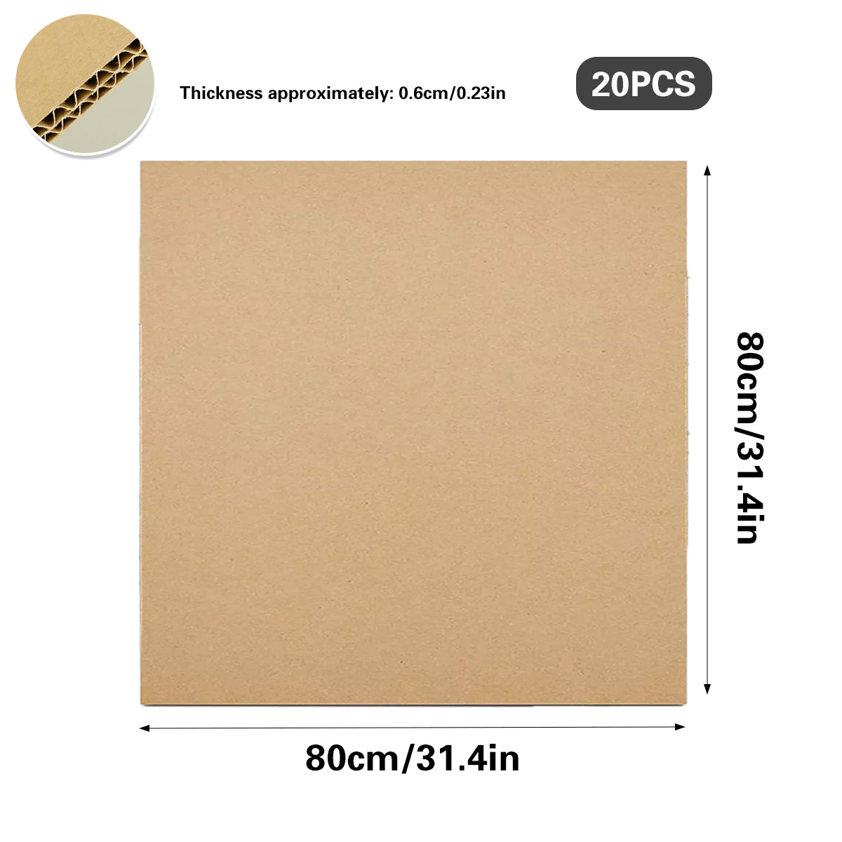 20PCS Corrugated Cardboard Sheets Sturdy Packaging for Warehouse Shipping