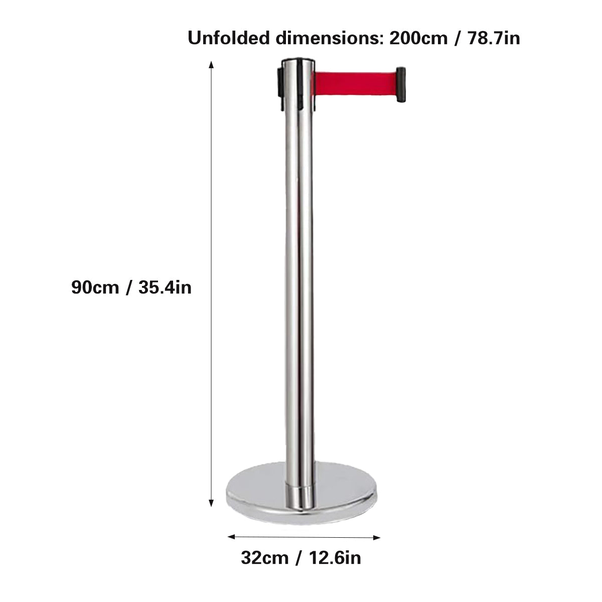 2M Retractable Isolation Barrier Belt Post Anti-Slip Waterproof