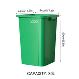 80L Square Trash Can Large Capacity Durable Open-Top Bin