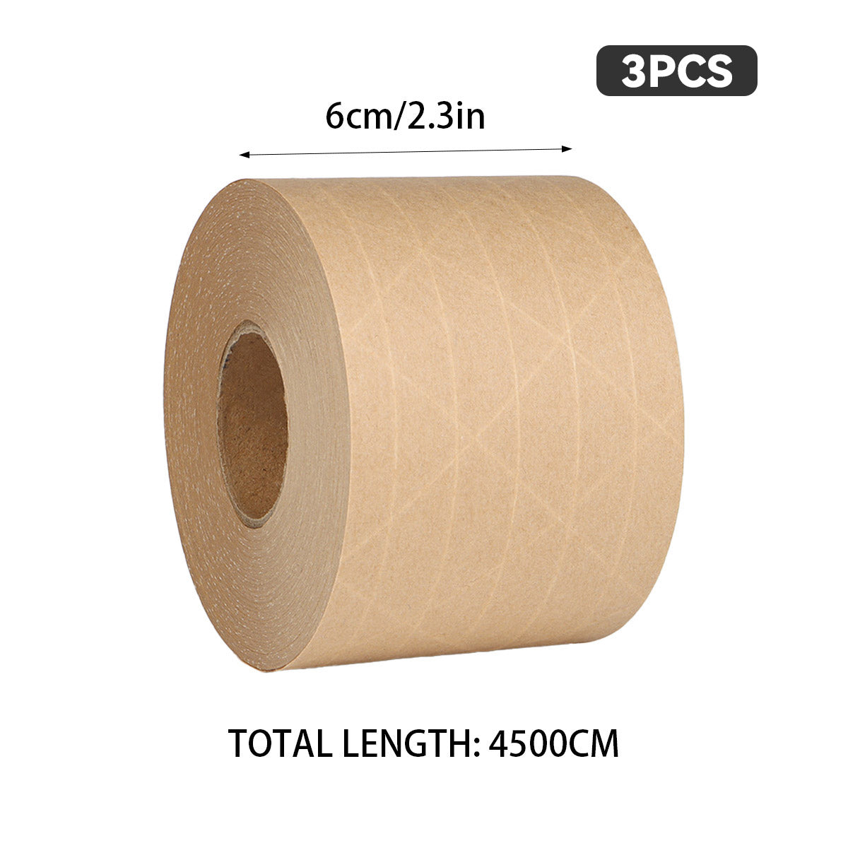 Water Activated Kraft Paper Tape 3Rolls Carton Sealing Packaging Tape