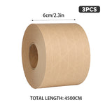 Water Activated Kraft Paper Tape 3Rolls Carton Sealing Packaging Tape