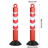 2PCS Reflective Warning Post with Detachable Rubber Base Safety Guide