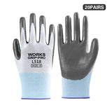 N518 Nitrile Coated Work Gloves Non Slip Safety Labor Gloves 20Pairs