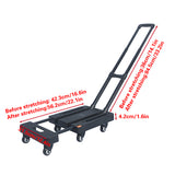 Foldable Flatbed Trolley Cart with Pull Rod and Universal Wheels 200KG