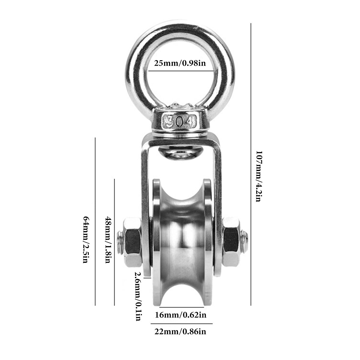 Stainless Steel U-Type Pulley Wheel Lifting Ring for Warehouse Hoist Systems
