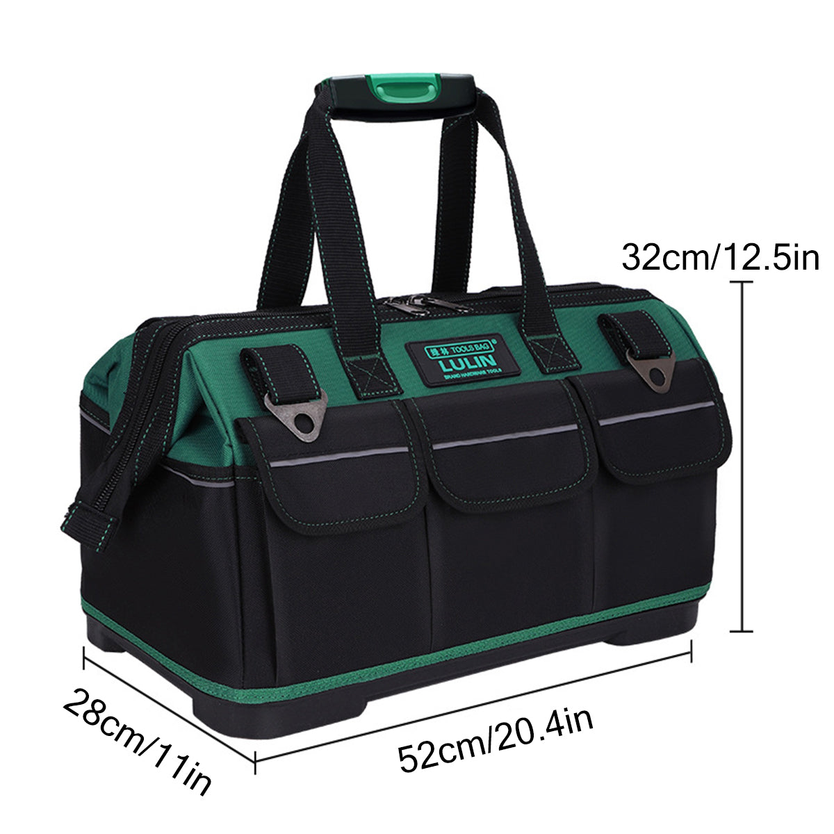 Multifunction Tool Bag 52cm Portable Large Capacity Work Tote with Hard Bottom