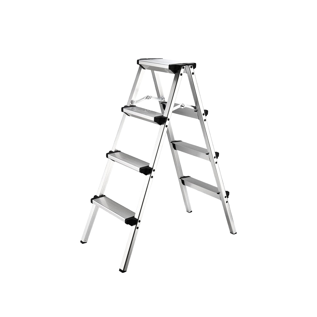 Double-Sided Aluminum Folding Ladder 4/6 Layer Stable Warehouse Use