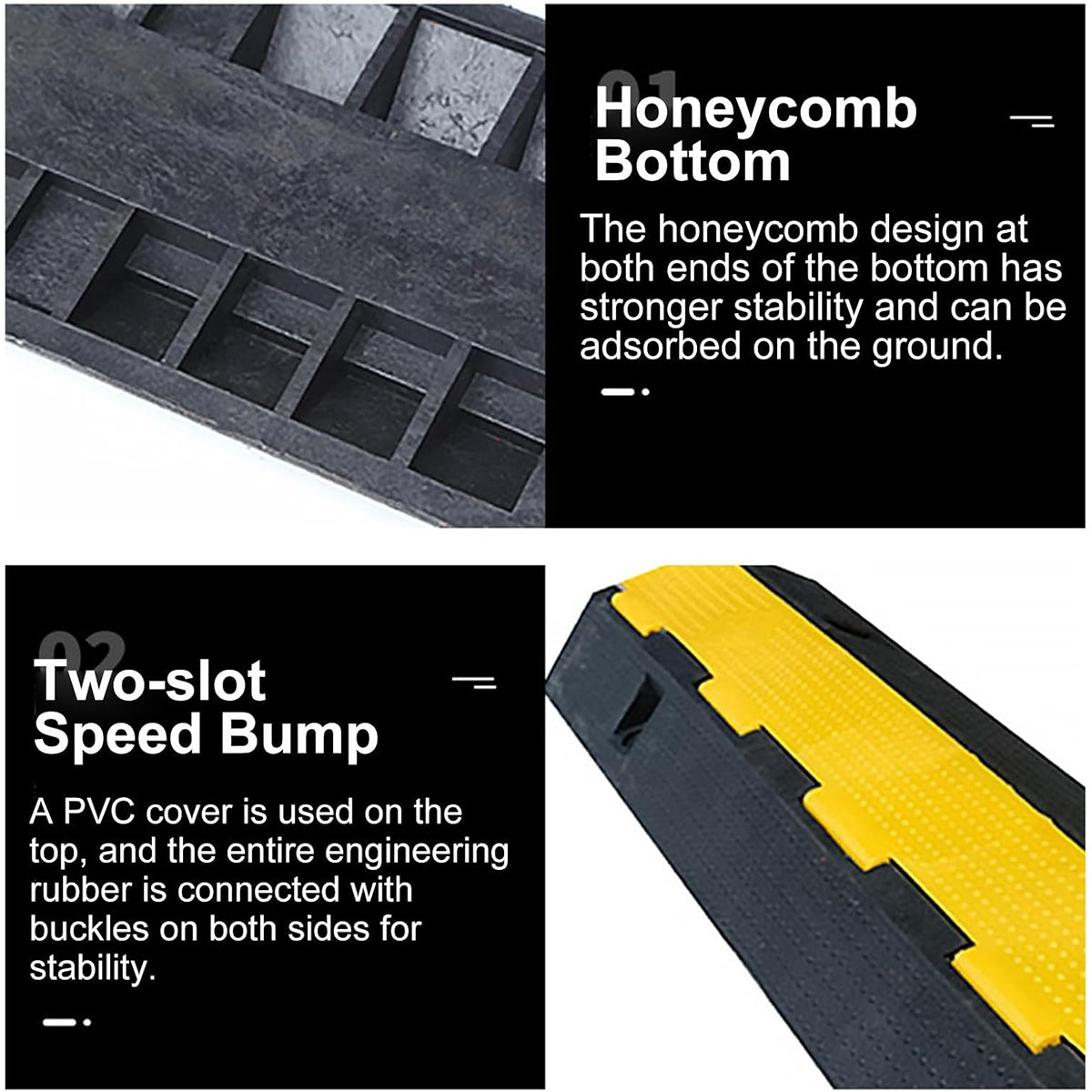 Slotted Rubber Speed Bump with Flip Cover Reflective Modular Design