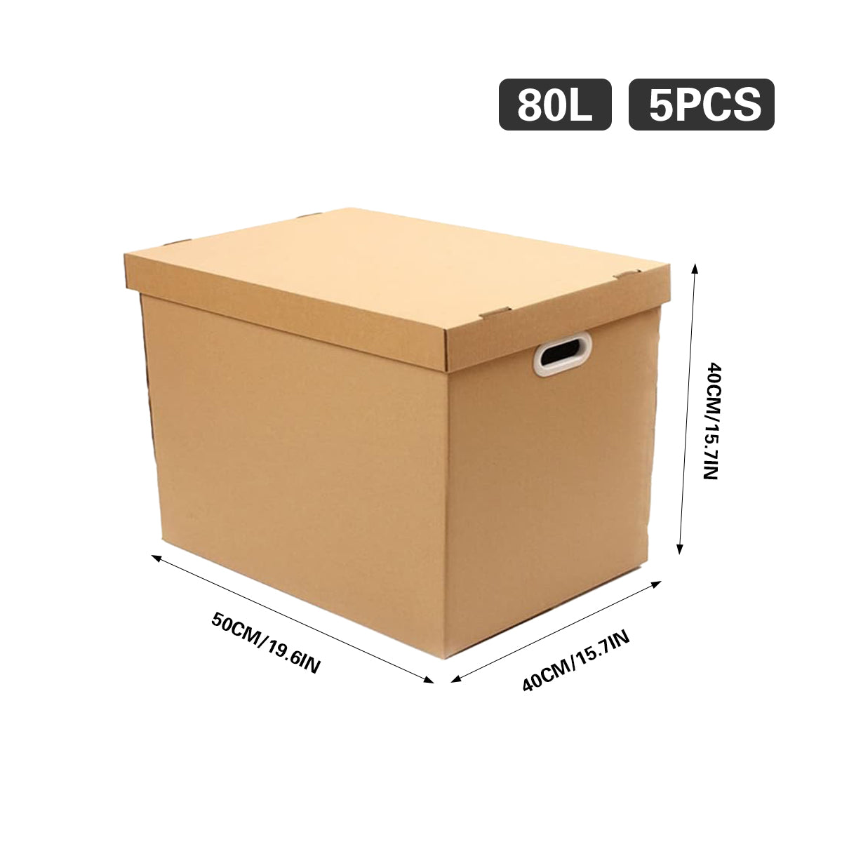 Kraft Paper Storage Box with Lid 80L Stackable Warehouse Storage 5PCS