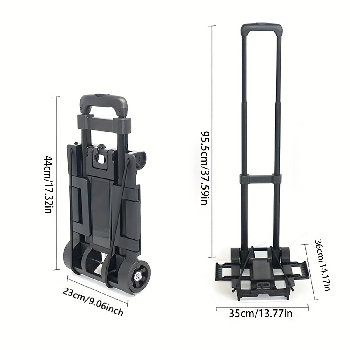 Foldable Two-Wheel Trolley Cart Portable Luggage Carrier for Warehouse