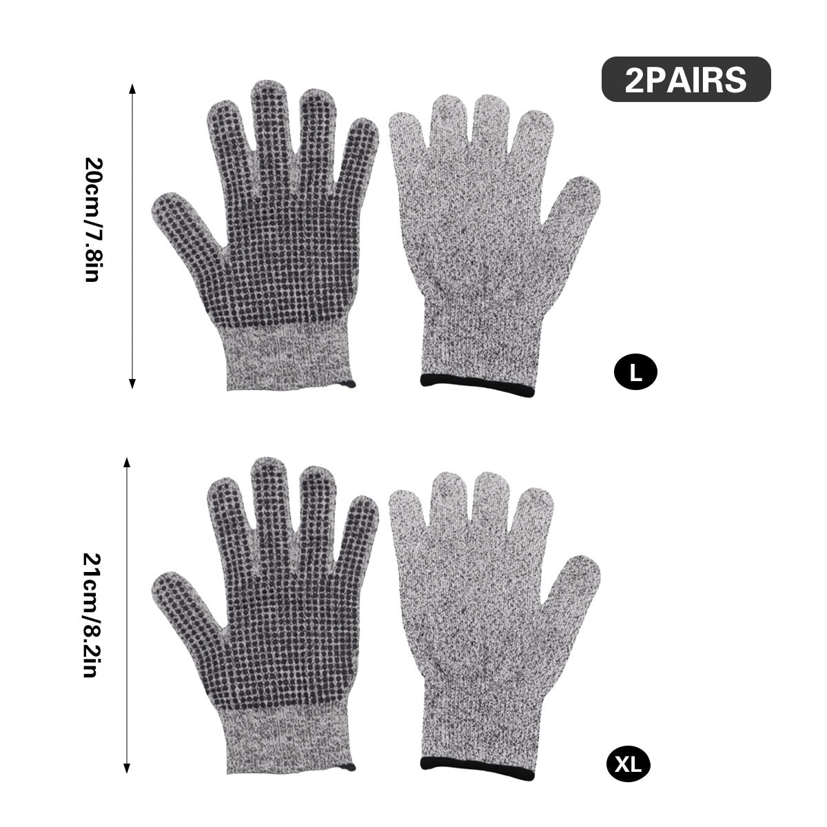 2Pairs Cut Resistant Work Gloves Anti Slip Safety Hand Protection