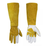 Long Leather Safety Work Gloves with Extended Cuff for Warehouse Maintenance