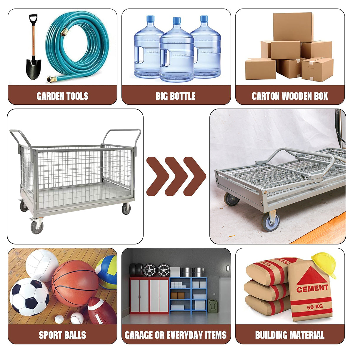 Folding Fence Vehicle Metal Mesh Cart for Warehouse Transport