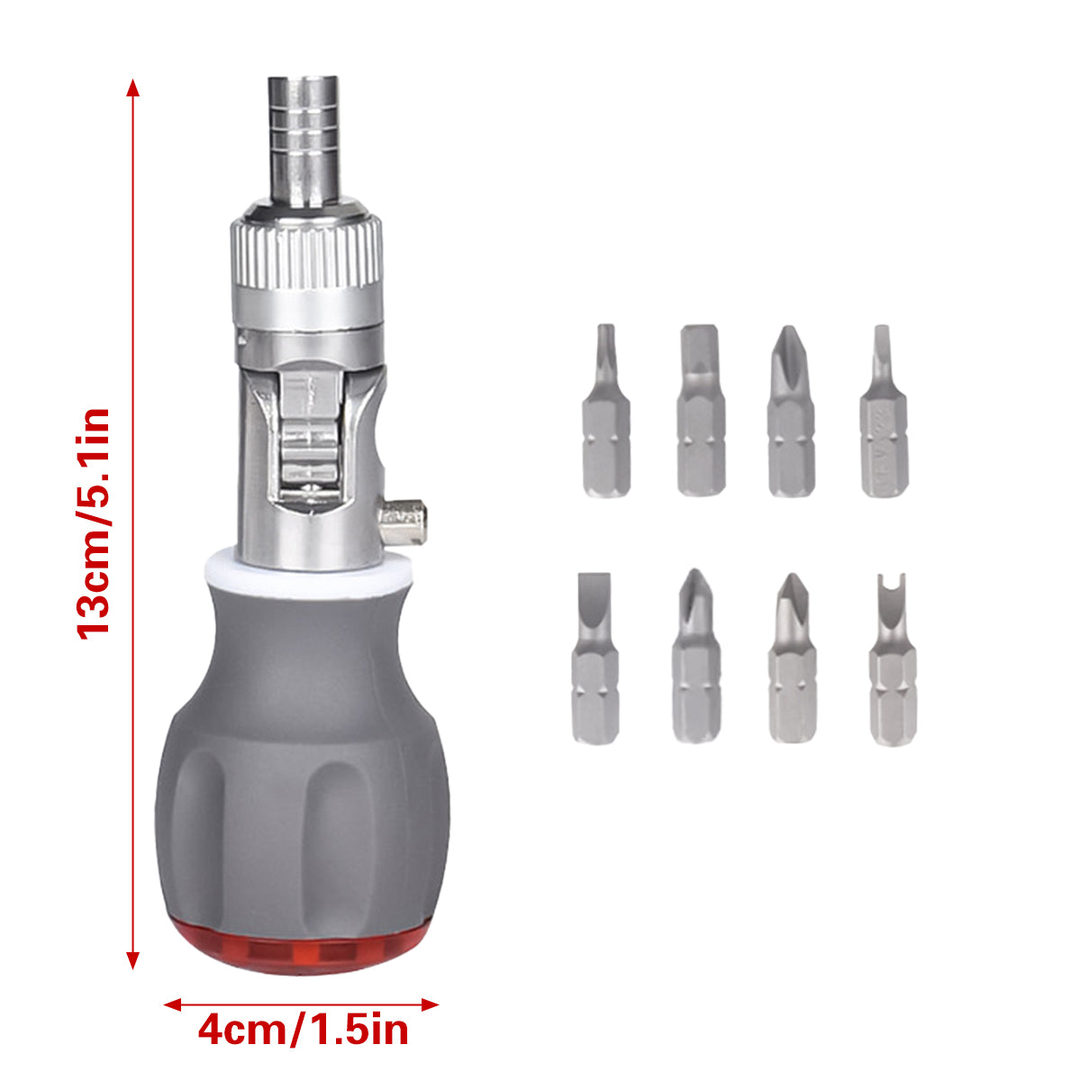 8-in-1 Multi-Angle Ratchet Screwdriver with CR-V Steel Bits