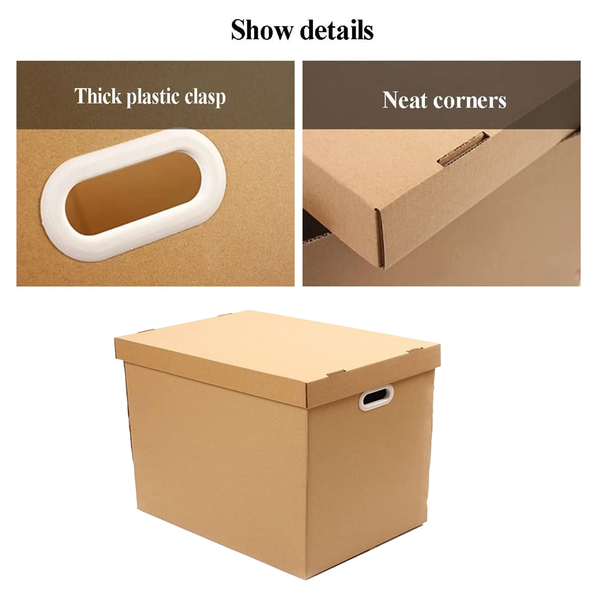 Kraft Paper Storage Box with Lid 80L Stackable Warehouse Storage 5PCS