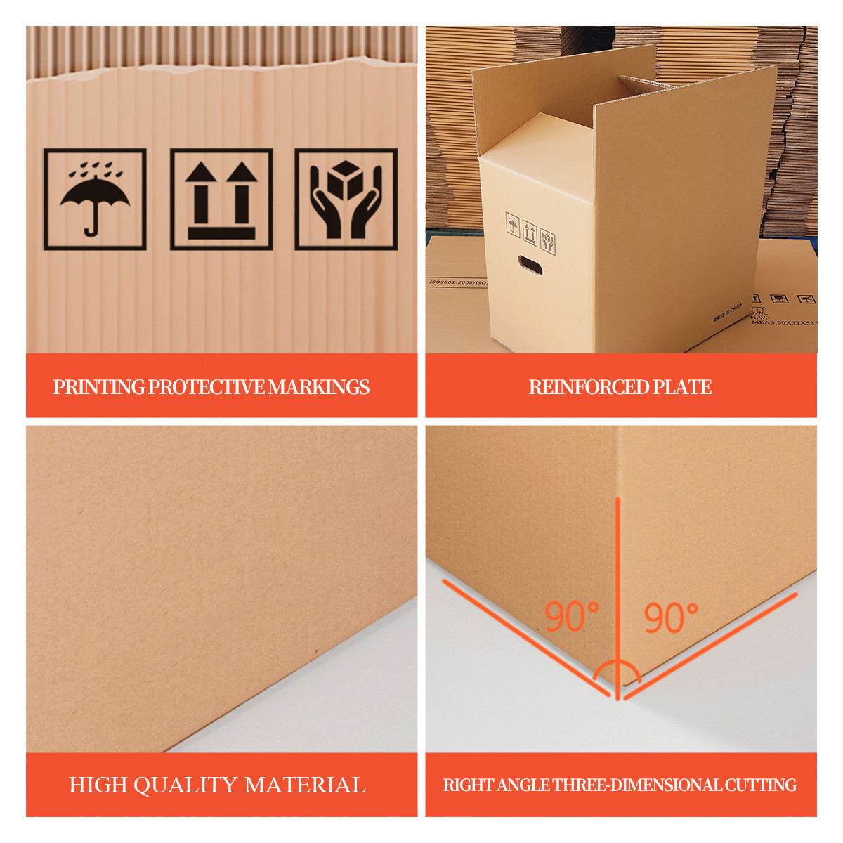 10PCS Corrugated Cardboard Moving Boxes with Built-In Handles