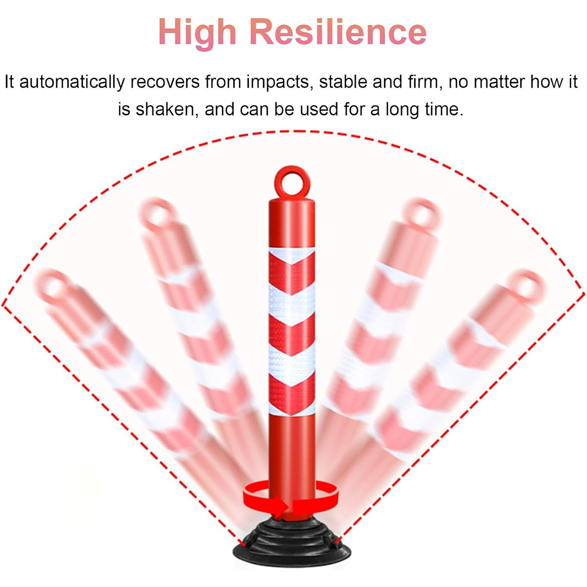 2PCS Reflective Warning Post with Detachable Rubber Base Safety Guide